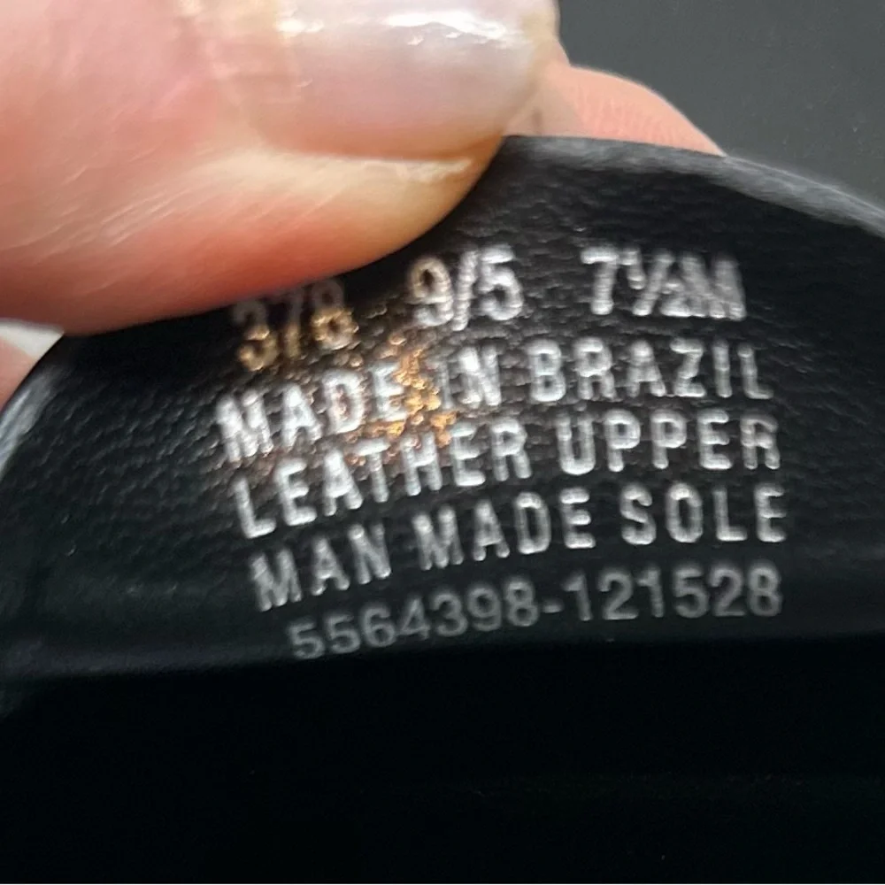 Franco Sarto Classic Black Leather Heeled Loafers - Picture 7 of 8